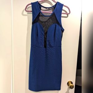 Sexy blue mesh cut out mini dress - Size L (but fits like a medium)